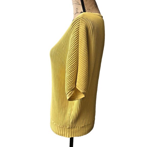 Silvian Heach Women's Yellow Ribbed Knit Short Sleeve Oversized Sweater Top Sz M - Picture 3 of 11